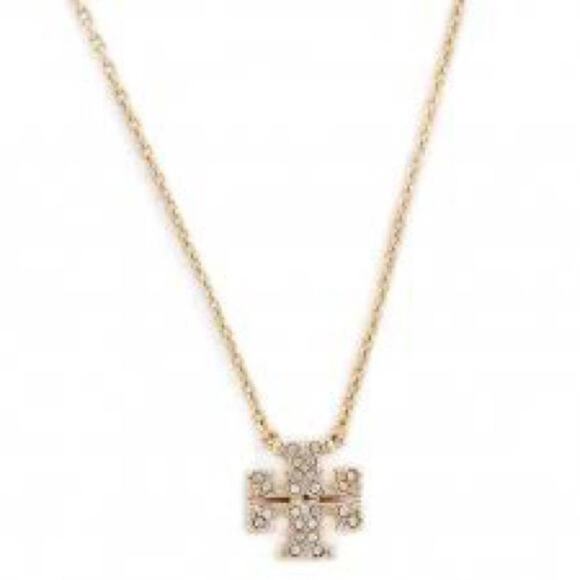 NWOT Tory Burch Gold Logo Shape Pave 18 in. Necklace - Picture 4 of 7